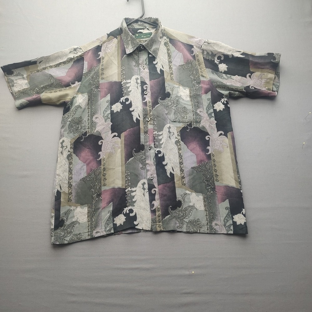 Arpal Club Man's Floral Button Up  Pocket Short Sleeved Size Large